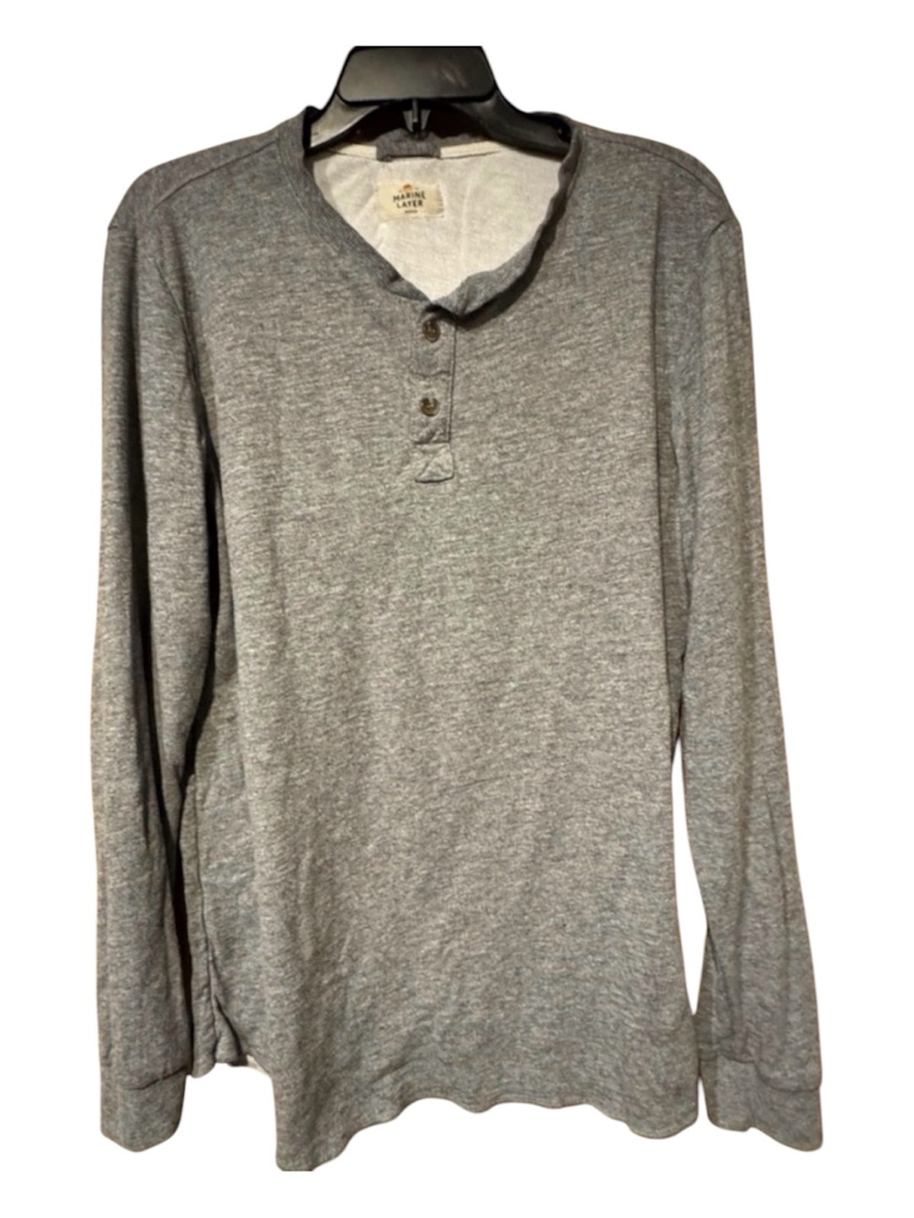 Marine Layer Men's Long Sleeve Gray Henley Shirt Size M/L (Marge)